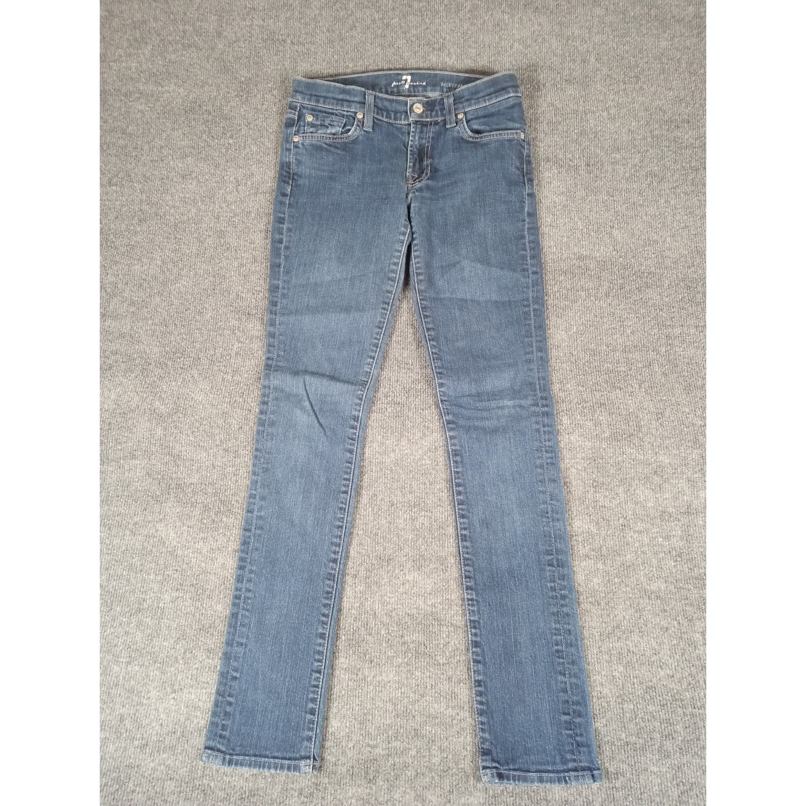 7 For All Mankind Roxanne Straight Leg Dark Wash Whiskered Jeans Women's 27x31